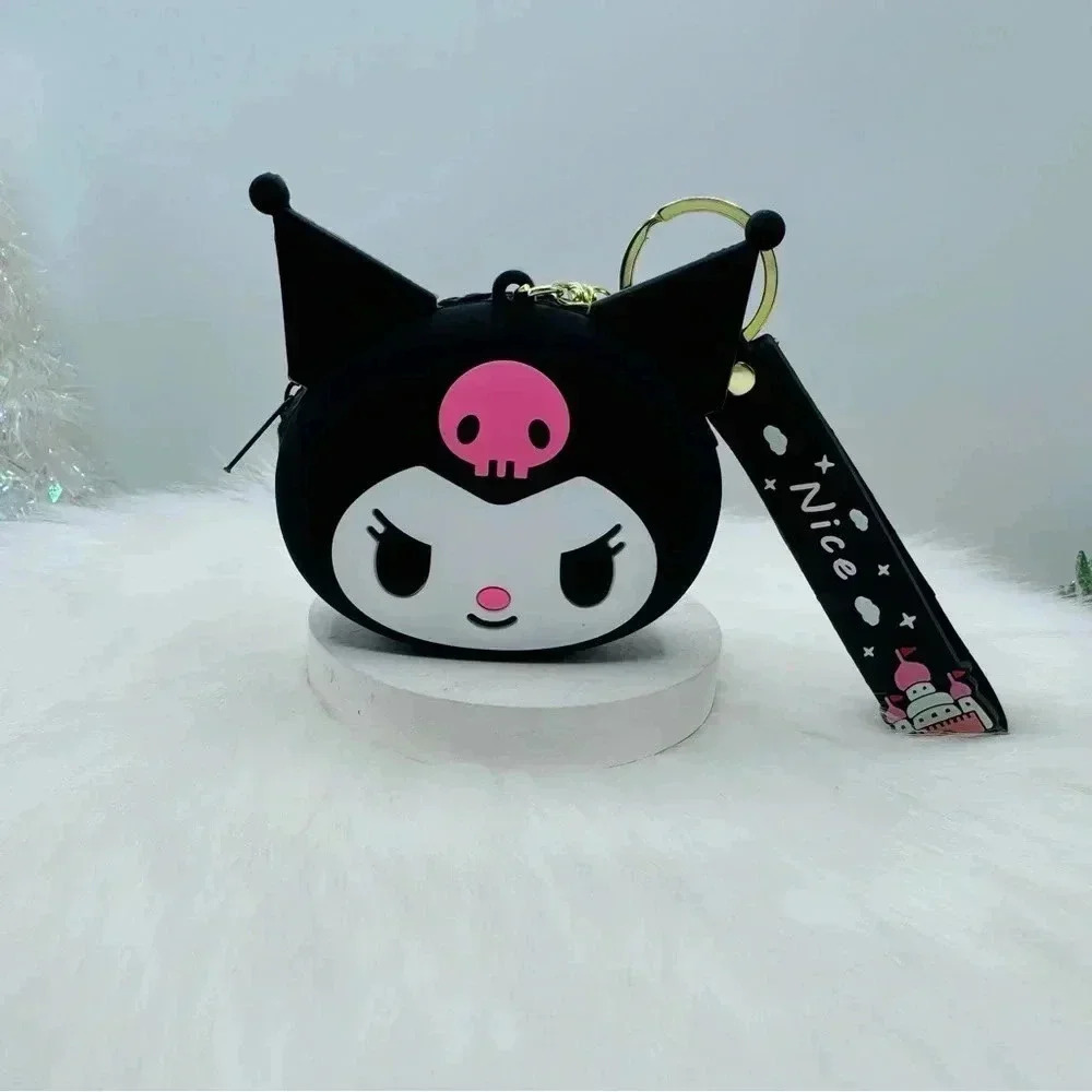 Mini Size Kuromi Silicone Coin Purse With Keychain